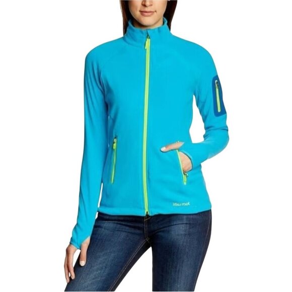 Marmot NWT Flashpoint Polartec Fleece Turquoise Zip Pocket Jacket Size S - Picture 1 of 10
